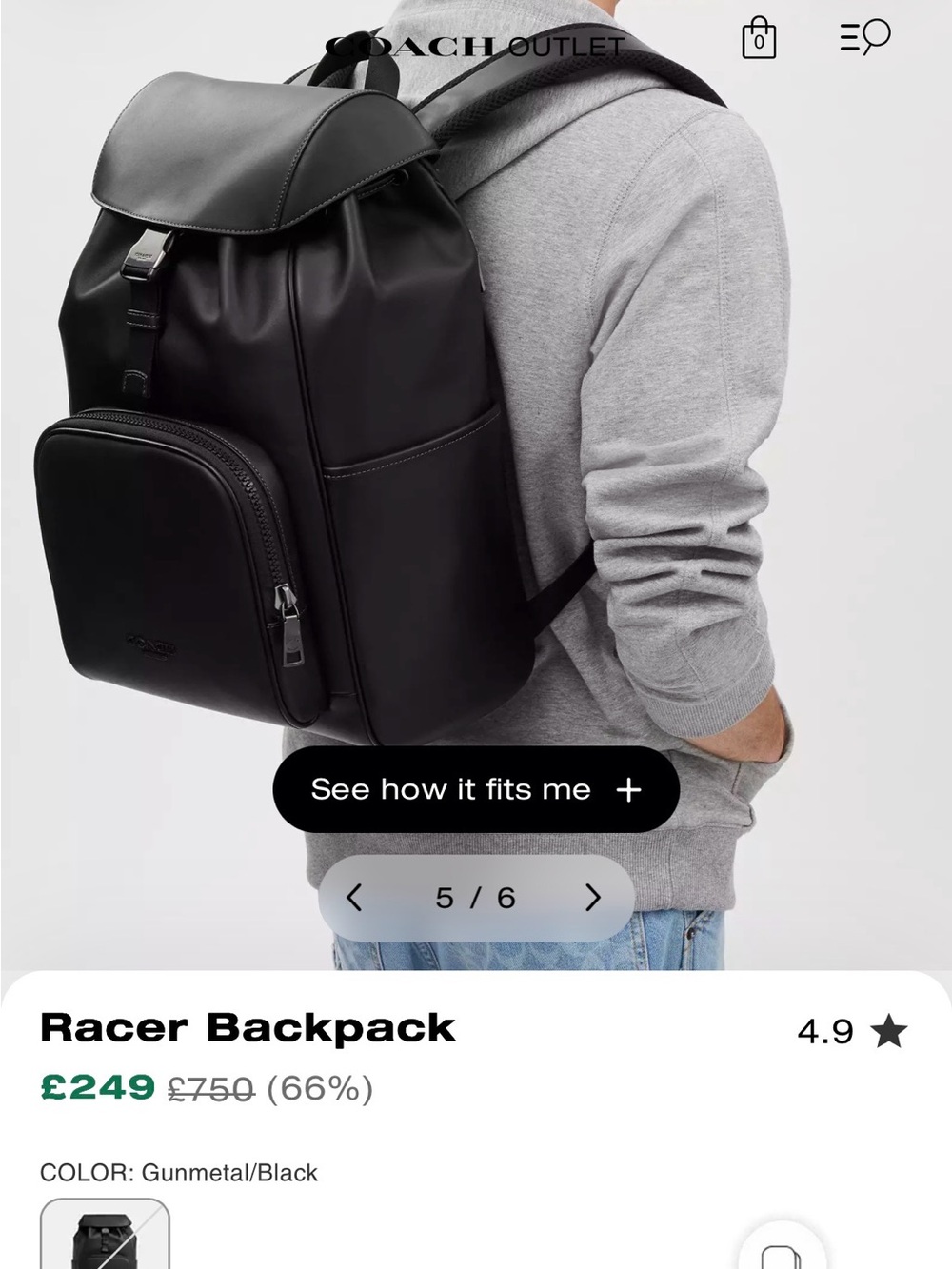 Coach Men's Backpack in Light Gray